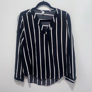 SHEIN Black White Striped Blouse Size Medium